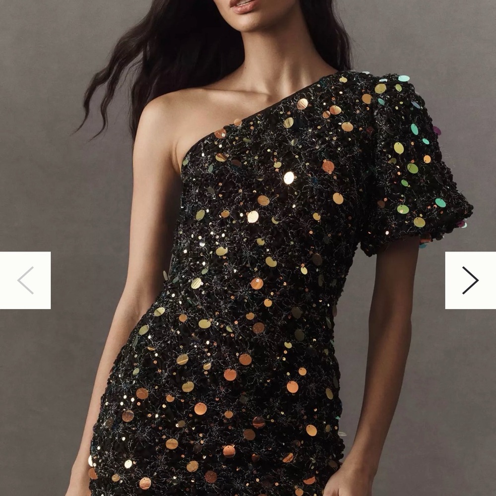 Endless Rose Black and Gold One-Shoulder Dress